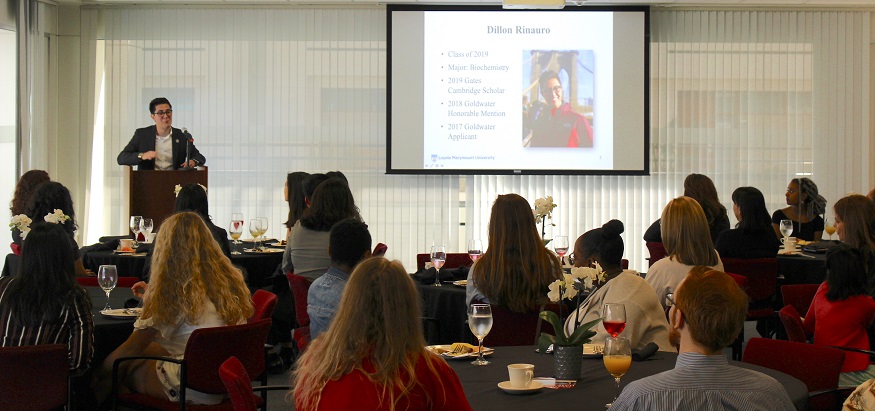 Dillon Rinauro '19 speaks at ONIF Brunch
